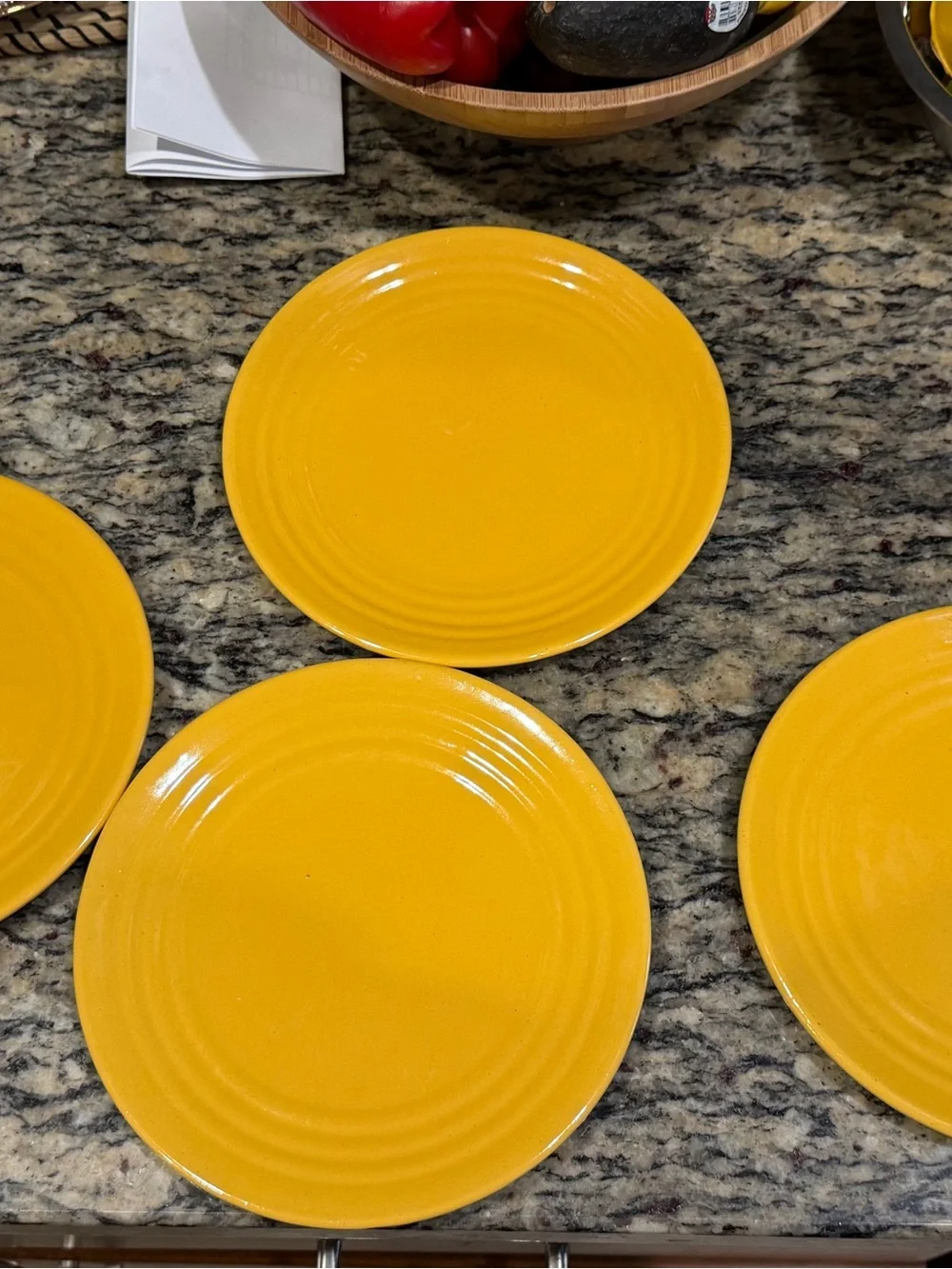 Bright Yellow Bauer Pottery Los Angeles Ceramic Dinner Plates